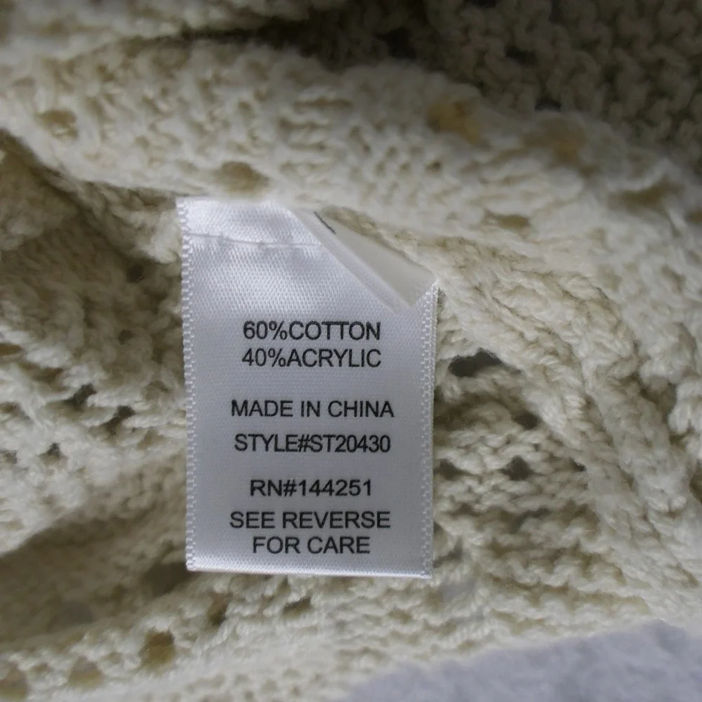Sincerely Jules Womens Cardigan M Cream Boho Crochet Pointelle ST20430 Feminine
